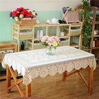 USTIDE Crochet Tablecloth Rectangular 59x78inches Beige Cotton Lace Tablecloth Rectangle Elegant Kitchen Tablecloths by USTIDE