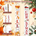 2 in 1 Fall Porch Sign 47" Double Side Christmas Front Door Decor - Image 2