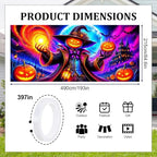 7x16ft Blacklight Halloween Garage Door Banner Decorations, Glow in The Dark Evil Pumpkin Wizard Castle Large Garage Door Cover Background, UV Reactive Halloween Outdoor Wall Backdrop Party Supplies - Image 2