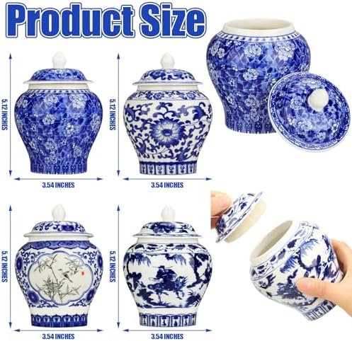 4 Pcs Small Blue and White Vases Chinoiserie Porcelain Vase, Retro - Image 2