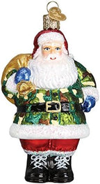 Old World Christmas Ornaments: Assortment of Santas Glass Blown Ornaments for Christmas Tree, Camo Santa by OldWorldChristmas