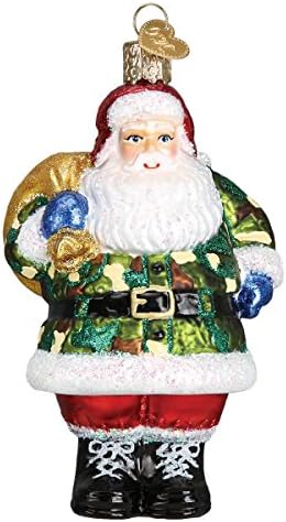 Old World Christmas Ornaments: Assortment of Santas Glass Blown Ornaments for Christmas Tree, Camo Santa by OldWorldChristmas