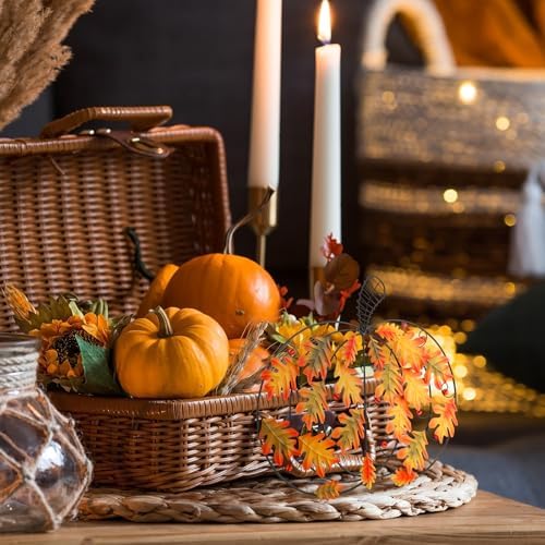 Wesiti 2 Pcs Metal Fall Pumpkin Wall Decor 14" Welcome Pumpkins Fall Sign Metal Farmhouse Autumn Vintage Leaf Wall Art Hanging Rustic Room Decor for Autumn Harvest Holiday Indoor Outdoor - Image 6