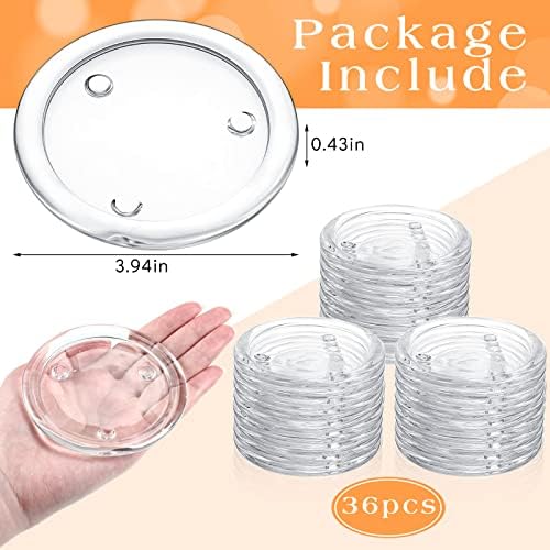 Patelai 36 Pieces Clear Glass Pillar Candle Holder Plates 4 Inch Round Glass Candle Plate Small Flat Tray for Dining Table Centerpiece Wedding Spa Home Party Decoration - Image 3