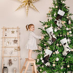 6 Pcs 20 Inch Christmas Cow Print Stockings, White, Cow Print Style - Image 6