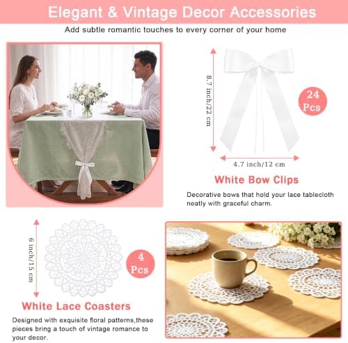 12 Pcs White Lace Table Runner,14x120Inch Vintage Wedding Home Decor Runner - Image 4
