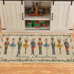 Artoid Mode Watercolor Nutcrackers Merry Christmas Welcome Decorative Doormat, Seasonal Winter Low-Profile Rug Switch Mat for Indoor Outdoor 24x59 Inch - Image 2