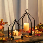 Romadedi Rustic Wood Lantern Set of 2, 8.7" & 11.8" Tall - Image 3