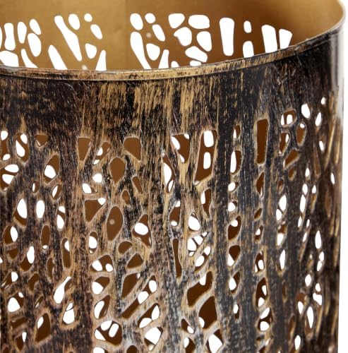 Deco 79 Metal Indoor Outdoor Candle Lantern 12", 9", 5"H, Brushed Bronze - Image 5