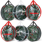 Zhengmy 6 Pcs Clear Christmas Wreath Storage Bag Wreath Storage Container With fixing strap Wreath Storage Box with Handles for Storing Garland Holiday Wreath Wrapping(24 Inches) by Zhengmy