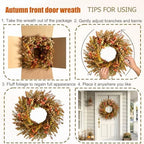 26" Autumn Fall Eucalyptus Wreath, Front Door Burnt Orange Harvest Decor - Image 5
