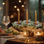 8 PCS Christmas Pine Taper Candle Rings Wreaths 1.38" Mini Snowy Pine Taper Candle Holder Wreaths Candle Rings with Berry Pinecones for Xmas Winter Church Home Table Centerpiece Candlesticks Decor - Image 7