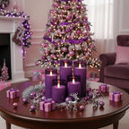 Homemory Purple Flickering Flameless Candles, Battery Operated Acrylic LED Pillar Candles with Remote Control and Timer, Purple Decor, Set of 5 - Image 2