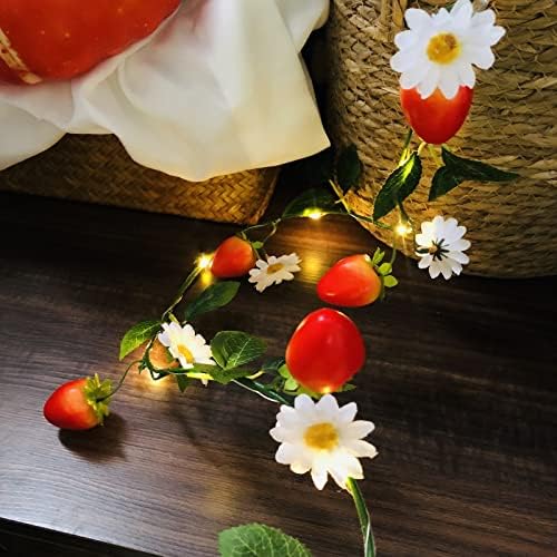 20 LED Strawberry String Lights,Artificial Strawberry Garland Vines Lights Battery Powered Sunflower Fairy String Lights for Indoor Bedroom Wedding Home Garden Decoration(Strawberry, 4) - Image 6