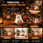 Karenhi 2 Pcs Halloween Highland Cows Figurines Resin, Pumpkin Decor - Image 5