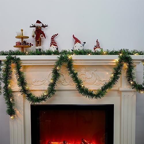 Biswing 50FT Pre-lit Christmas Green Garland, Lighted Artificial Pine Garlands with 100 Count Clear Incandescent Mini Lights, Light Up for Indoor Outdoor Gate Home Winter Holiday New Year Decorations - Image 3