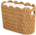 Scalloped Toilet Paper Basket, Tall Narrow Paper Rope Storage by Rattanzenith
