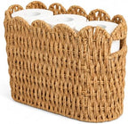 Scalloped Toilet Paper Basket, Tall Narrow Paper Rope Storage by Rattanzenith