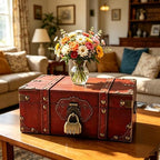 Vintage Red Wooden Storage Box, Rustic Jewelry Chest & Keepsake Organizer - Image 5