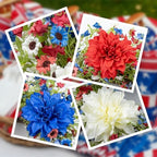 VioletEverGarden 22 Inch 4th of July Wreaths for Front Door Artificial Patriotic Wreath Red White and Blue Wreath with Dahlia for Independence Day Memorial Day Flag Day Decor - Image 5