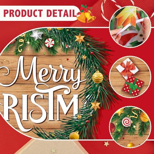 HunnmingRe 16 x 7ft Christmas Garage Door Cover, Wood Style - Image 4