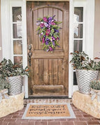 Purple Floral Hanging Wreath - Inch Lavender Tulip Hyacinth Eucalyptus Door Decor for Spring Summer, Wedding Arch Garden Porch Decoration - Image 5
