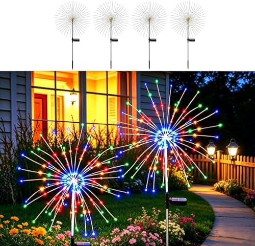 Fireworks Solar Lights Outdoor Fairy Garden Multicolor 4 Pack by Unknown