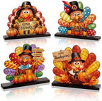 RattanView 4 Pcs Thanksgiving Table Decoration Wood Turkey Decor, 9.8 x 11" by RattanView