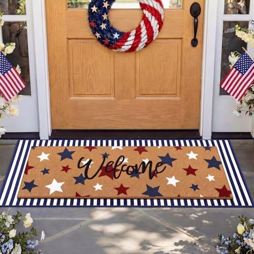Tinideya 2 Pcs Doormat 17"x47" Mat 22"x56" Mat, 4th of July, Blue - Image 5