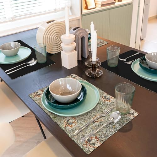 Morris Printed Placemats, Vintage Natural Botanical Style Set of 6 for Party Kitchen Dining Decorations, 12 X 18 Inches - Image 4