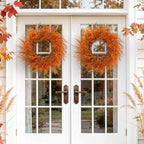 26" Autumn Fall Wreath with Orange Eucalyptus Leaf for Front Door/Outdoor - Image 6