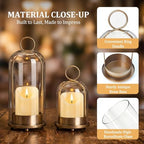 Brass Hurricane Handmade Sturdy Glass Dome Candle Holders with Glass Cover - Image 3