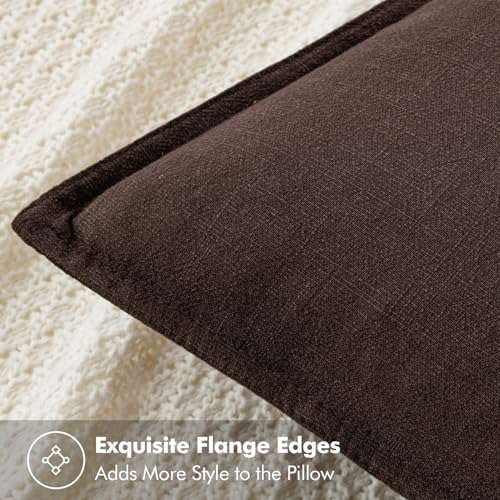 MIULEE Decorative Linen Euro Sham Pillow Covers 24x24 Dark Brown - Image 2