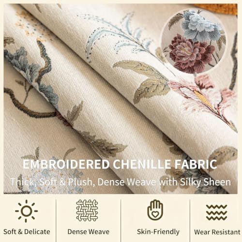 Floral Embroidered Dresser Runner 55" Non-Slip Tassels, Ivory - Image 4