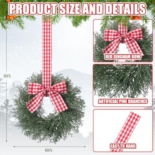 6 Pack 10 Inch Small Christmas Wreaths for Kitchen Cabinet - Image 2