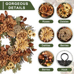 24in Fall Wreaths for Front Door Artificial Autumn Wreath - Image 4