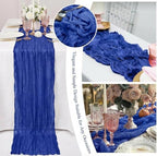10 Pack Roal Blue Cheesecloth Table Runner 17"x108" Boho Gauze Fabric Table Runner Vintage Rustic Sheer Runners for Wedding Party Bridal Baby Shower Table Decorations - Image 3