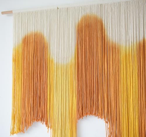 IOWER Macrame Wall Hanging Yellow Dip-Dyed Large For Living Room Boho Macrame Wall Decor 59" Wx37 L - Image 7
