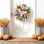 Fall Wreath for Front Door,Autumn Harvest Porch Decor,22inch Blessed Fall Door Wreaths with White Pumpkin,thanksgving Farmhouse Decoration with Ribbon Bow for Indoor Outdoor, Front Door Wreaths - Image 4