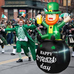 B&D 6FT St Patricks Day Inflatables Outdoor Decorations, Blow Up Leprechaun Holds Beer Cup Sitting on Pot of Gold Built-in LED Lights, St Patricks Day Decorations for Irish Day Yard Garden Lawn Decor - Image 4