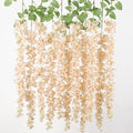 mizii 6Pcs Beige Wisteria Hanging Flowers 48" Silk Wisteria Artificial Flowers Garland Vines Fake Hanging Flowers Decoration for Wedding Flower Wall Backdrop Centerpieces Party Room Decor (Beige) by Mizii