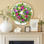 Spring Wreaths for Front Door Outside 24 Inch Spring Door Wreath with Pink Peony,Rose and Blue Hydrangeas, Handmade Silk Summer Wreaths for Front Door Home Wall Window Proch Seasonal Decor - Image 5