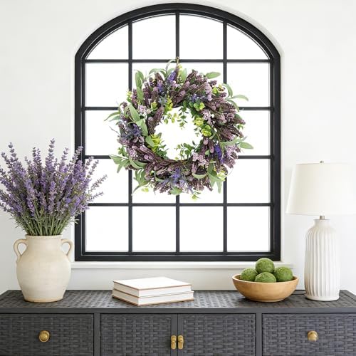 26'' Wreath for Front Door, Spring Purple Wreaths for Outdoor Indoor Decor - Image 5