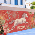 Garage Door Banner 7x16FT, 2026 Fireworks and Running Horse Garage Door Cover, Large Outdoor Decoration for Garage Doors, Driveways, New Year Parties and Countdown Celebrations - Image 6