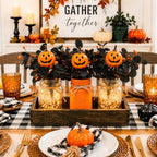Lighted Halloween Table Centerpiece, Pumpkin Mason Jar Decorations for Home - Image 2