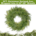 Extra Thick&Lush - 6Ft by 12 Inch Artificial Garland Norfolk Pine Garland, Real Touch Cedar Garland, Realistic Soft 120 Branch Tips Pine&Cedar Faux Greenery Cypress Garlands for Mantle Outdoor Indoor - Image 6