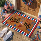 Honoson 2 Pcs Patriotic Doormat Set, 4th of July Red White Blue Stripe Mat by Honoson