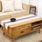 Solino Home 100% Linen Table Runner, 14 x 60 in, Burgundy and White Striped by SolinoHome