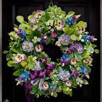 Spring Summer Wreaths for Front Door 24 Inch, Outdoor Summer Wreath with Pansy, Hydrangea & Floral Accents, Spring Wreath for Front Door Outside, Summer Wreaths Front Door for Home Decor by SoomeirWreath