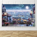 Leowefowa Downtown Cityscape Background 10x5ft City Balcony Backdrops for Photoshoot Cityscape Photography Backdrop City Moonlight Photo Props Downtown Balcony Backdrops for Parties Vinyl by Leowefowa
